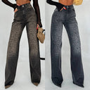 Trendy High-Waisted Leopard Print Jeans