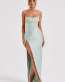 Women's Chic Maxi Dress with Spaghetti Straps and Side Slit