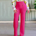 Chic High-Waist Palazzo Pants with Button Accents