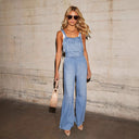 Stylish Women's Wide Cut Denim Overalls