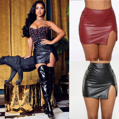 Chic Women's Asymmetrical Slit Mini Skirt with High Waist
