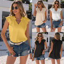 Lace Accent V-Neck Women's Blouse