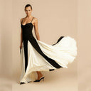 Chic Maxi Dress with Contrast Panels & Slim Straps