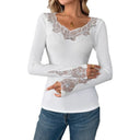 Floral Lace Appliqué Women's Shirt with Dazzling Accents
