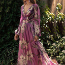 Floral Chiffon Women's Maxi Dress with Chic Ruffles