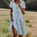 Chic Women's Asymmetrical Hem Dress with Pockets