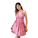 Chic Women's Deep V-Neck Dress with Flowy Skirt