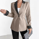 Satin Finish Women's Blazer with Chic Trim