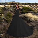 Lace-Embellished Women's Wedding Dress with Flowing Skirt