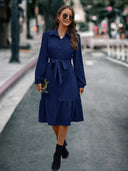 Chic Women's Peplum Shirt Dress with Belt