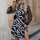 Chic Women's Dress with Sheer Sleeve Cuffs