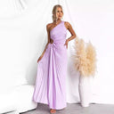 Chic Asymmetrical Women's Maxi Dress with Draped Elegance