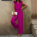 Chic V-Neck Jumpsuit with Waist Knot for Women