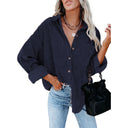 Chic Women's Corduroy Button-Up Blouse