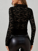Ladies' Lace Blouse with Ruffle Accents