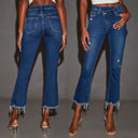 High-Waisted Women's Flared Jeans with Frayed Hem