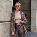 Women’s Checkered Flannel Shirt with Chic Design and Stylish Sleeves