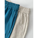 Women's Relaxed Linen Trousers with Elastic Waist & Pockets