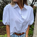 Chic Puff Sleeve Blouse with Classic Collar