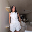 Chic Women's Knee-Length Button-Down Dress with Ruffles