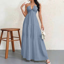 Flowing Maxi Dress with Deep Neckline for Women