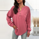 Women's Long Sleeve Button-Up Blouse with Pocket