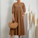 Women's Maxi Dress with Airy Sleeves & Pockets