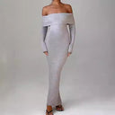 Chic Off-Shoulder Long Sleeve Maxi Dress for Women