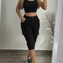 Women's Cargo Jogging Pants with Elastic Waist and Pocket Design