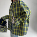 Women's Oversized Checked Shirt Blouse