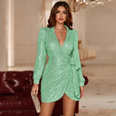 Sequin-Embellished Women's Wrap Dress