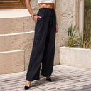 Chic Striped Women’s Pants with Elastic Waistband