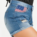 Unique Flag Design Denim Shorts for Women