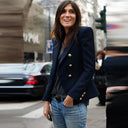 Chic Women's Double-Breasted Blazer with Gold Accents