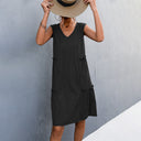 Chic Women's V-Neck Dress with Ruffle Detail