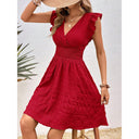 Women's Flowy Dress with Ruffled Cutouts and Elastic Waistband
