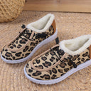 Leopard Print Ladies' Cozy Sneakers in Plush Fabric