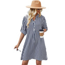 Stylish Striped Button-Down Shirt Dress for Women