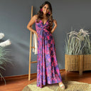 Chic Women's Maxi Dress with V-Neck & Wrap Design