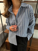 Striped Women's Blouse with Relaxed Fit