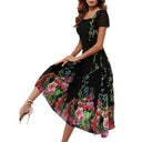Floral Print Midi Dress with Flowing Hem