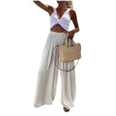 Elegant Women's Palazzo Pants with Stretch Waist and Pockets