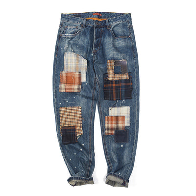 Creative Patchwork Women's Jeans with Casual Style
