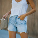 Frayed Edge Women's Denim Shorts in Vintage Style