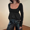 Chic Pleated Blouse with Wide Hem for Women