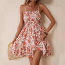 Floral Spaghetti Strap Dress with Ruffled Hem