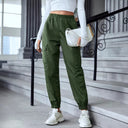 Women's Cargo Pants with Elastic Waistband and Handy Side Pockets