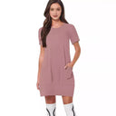 Stylish Women's T-Shirt Dress with Pockets
