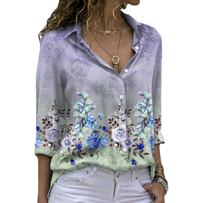 Floral Print Women's Blouse with Flattering Design