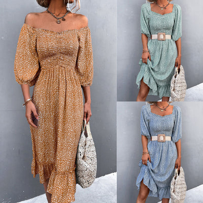 Chic Women's Ruffle Dress with Elastic Waist